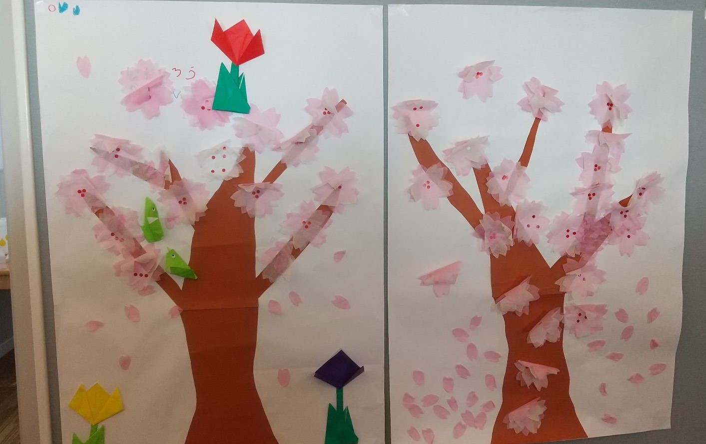花紙で作った桜の木