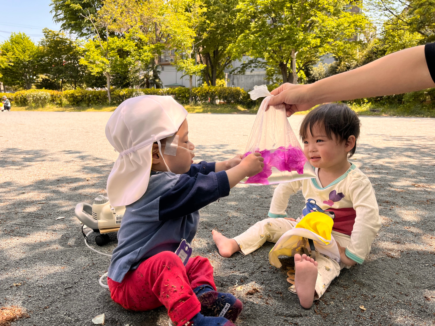 公園で遊ぶ医ケア児の様子